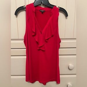 Express Ruffled V-neck Sleeveless Blouse